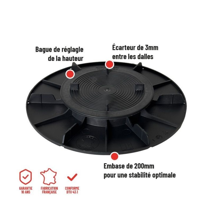 Plot réglable 20/30 mm terrasse dalle ESSENTIEL | Jouplast