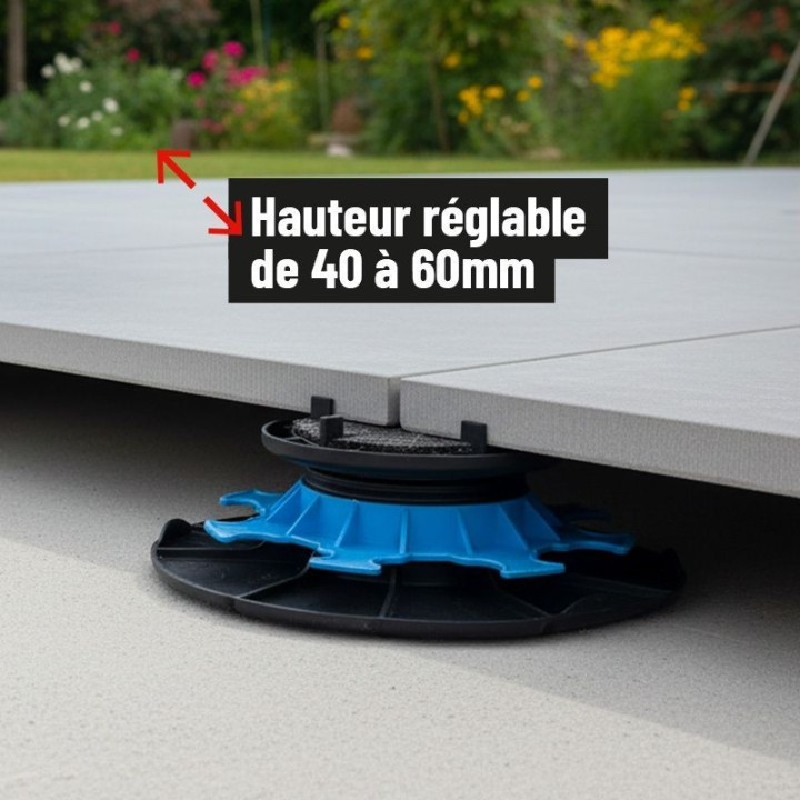 Plot réglable 40/60 mm terrasse dalle ESSENTIEL | Jouplast