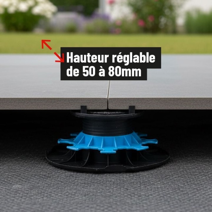 Plot réglable 50/80 mm terrasse dalle ESSENTIEL | Jouplast