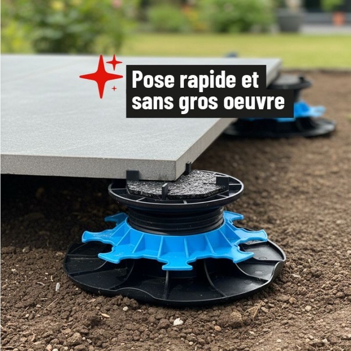 Plot réglable 50/80 mm terrasse dalle ESSENTIEL | Jouplast