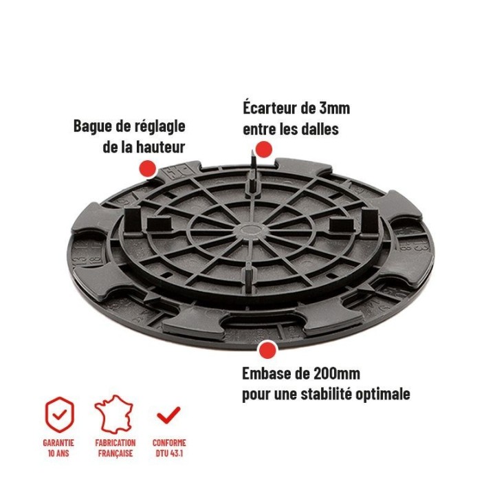 Plot réglable 8/20 mm terrasse dalle ESSENTIEL | Jouplast